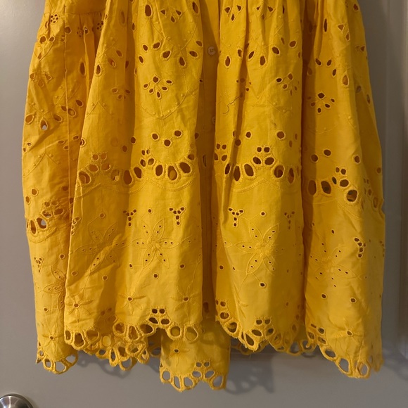 Anthropologie Tallulah Yellow Eyelet Mini Dress - Size L - Picture 4 of 6